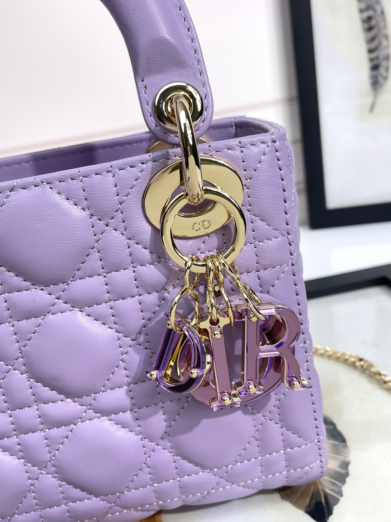 Mini Lady Dior Bag Purple Cannage Lambskin